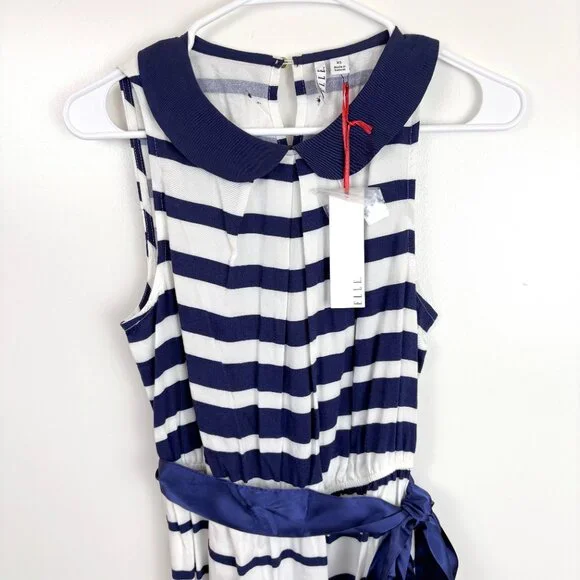 Elle Stripped Navy Sailor Dress XS Nautical Preppy NWT - Picture 4 of 11